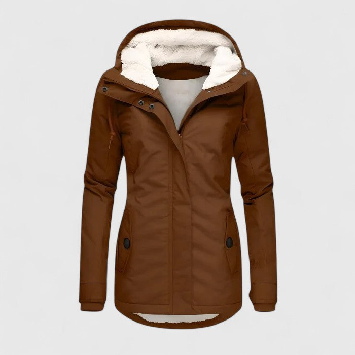 Fashionable women's all-weather waterproof jacket, perfect for versatile everyday outdoor wear.