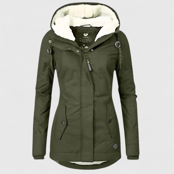 Versatile women's waterproof jacket for all-weather protection, blending style and functionality.