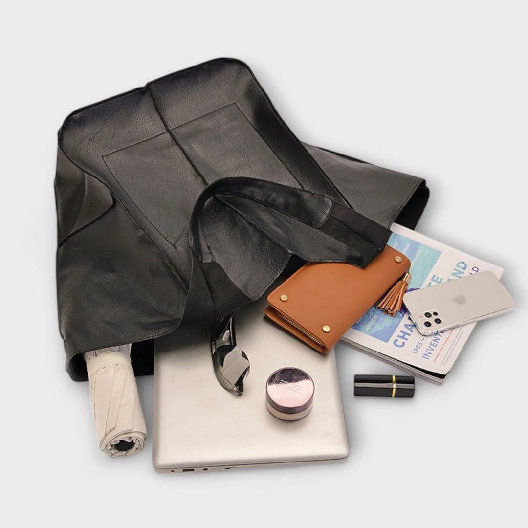 Everyday women's large tote bag made of high-quality faux leather with comfy handles.