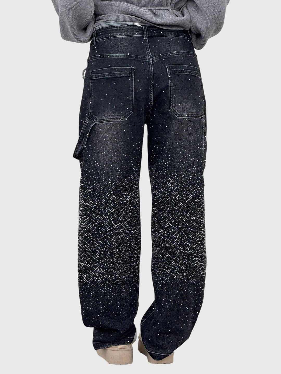 Elegant women's wide-leg pants, featuring a unique sparkle diamond pattern for a sophisticated look.