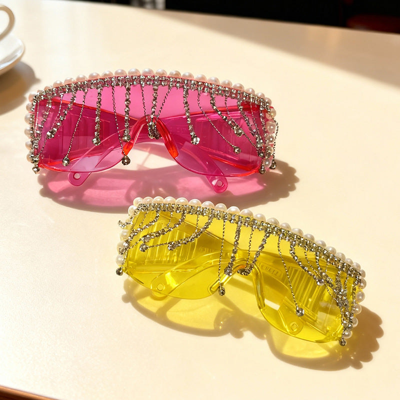 Glamorous women's bejeweled sunglasses, perfect for parties & summer fashion. Trendy, sparkling shades with UV protection.
