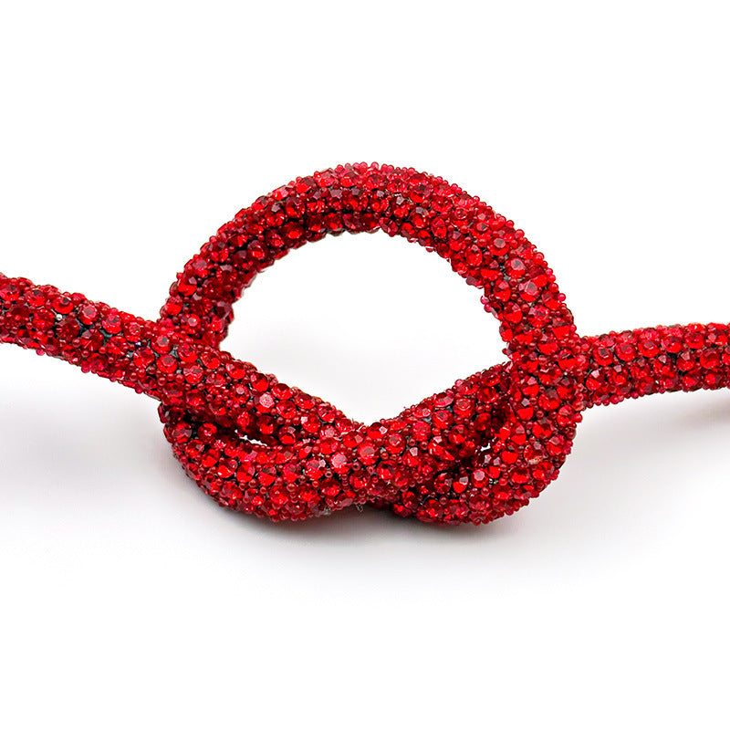 Shiny women's decorative rope with crystals, a chic and versatile fashion accessory.