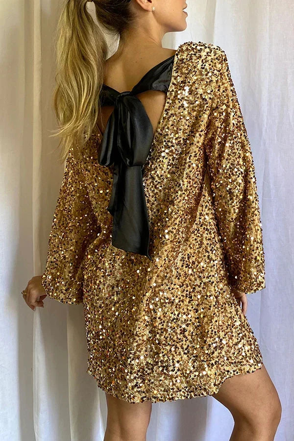 Women's Elsa glitter dress, a glamorous and sparkling party gown with an elegant finish.