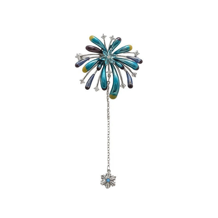 Luxurious sparkling flower brooch with a dangling chain pendant, a stunning piece of crystal jewelry.