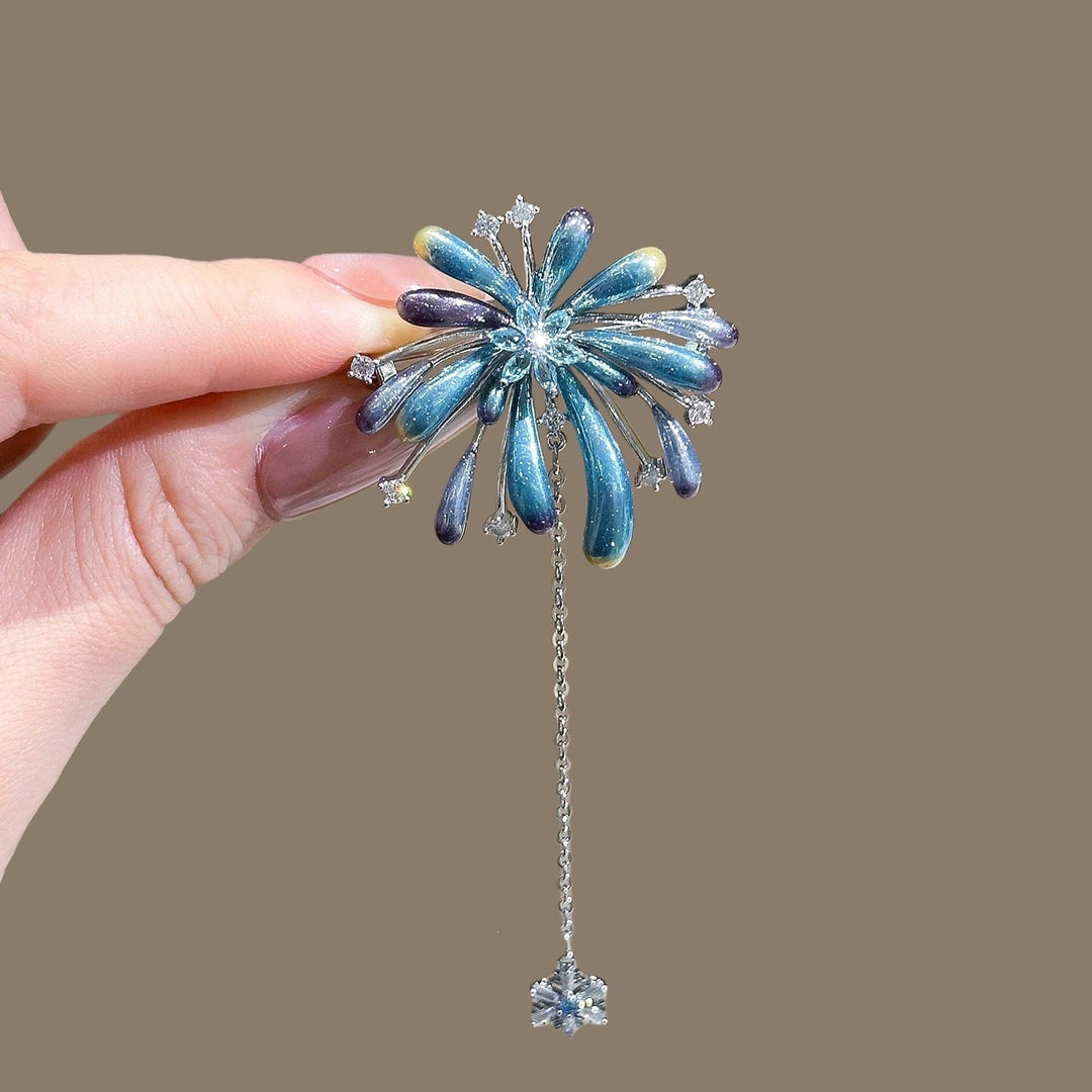Beautiful sparkling flower brooch that doubles as a pendant with a delicate chain, ideal for women.
