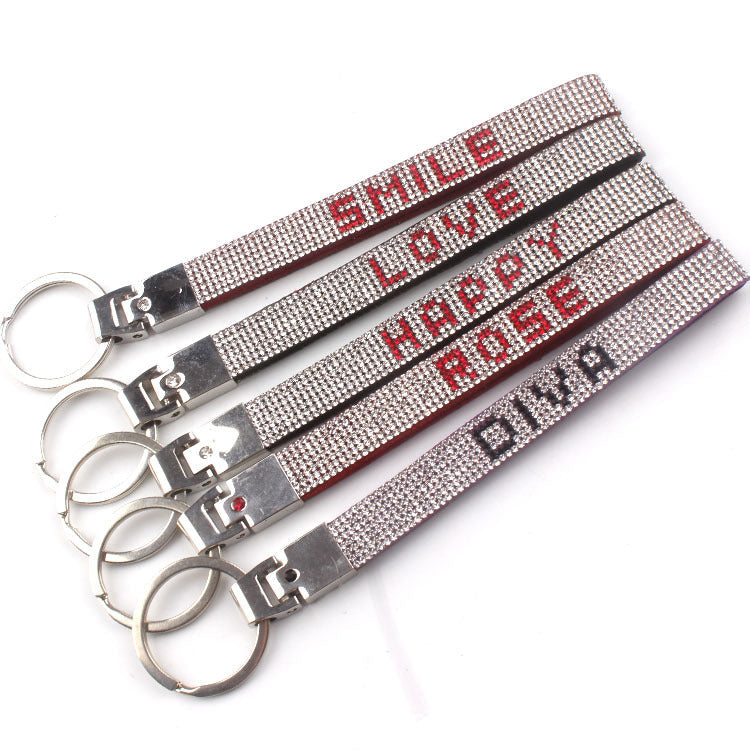 Women's sparkling rhinestone keychain charm, a glamorous bag & key accessory with dazzling sparkle.