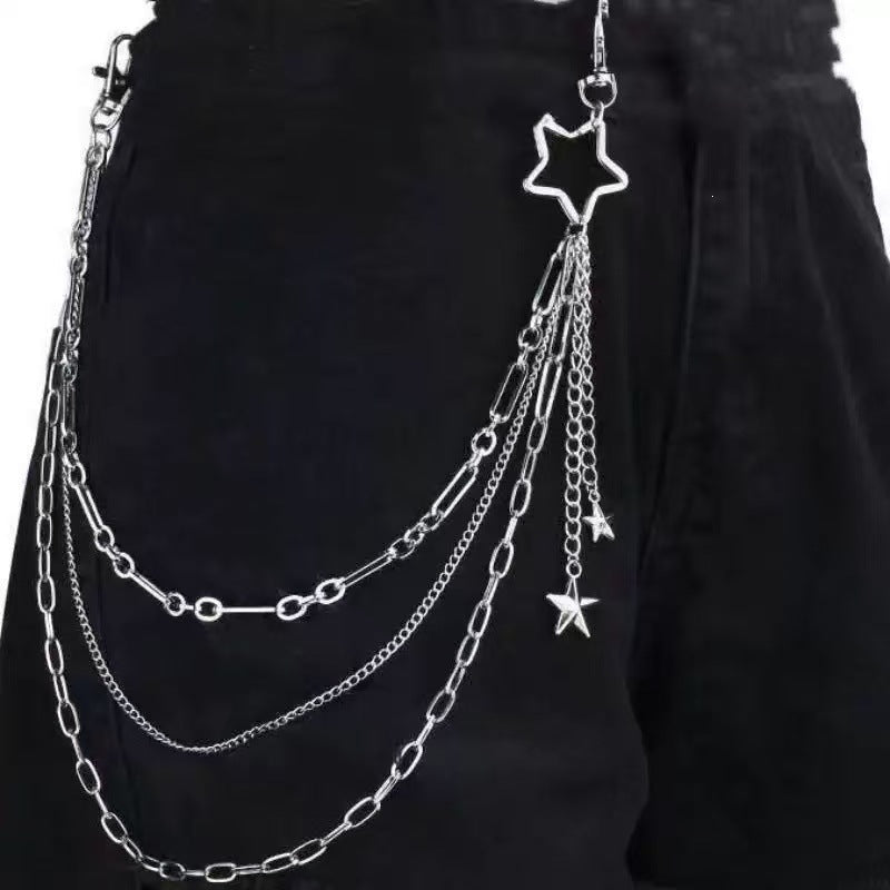 Women's sparkling star charm chain belt, an elegant fashion accessory for dresses & jeans.