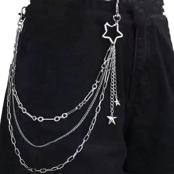 Women's sparkling star charm chain belt, an elegant fashion accessory for dresses & jeans.