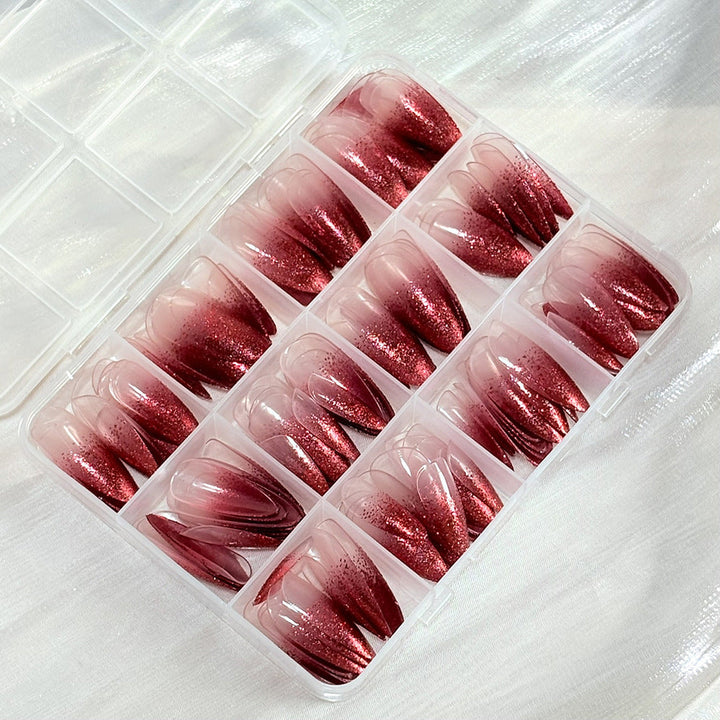 Reusable artificial almond nails with a sparkly finish. Perfect for dazzling nail art & instant manicure.