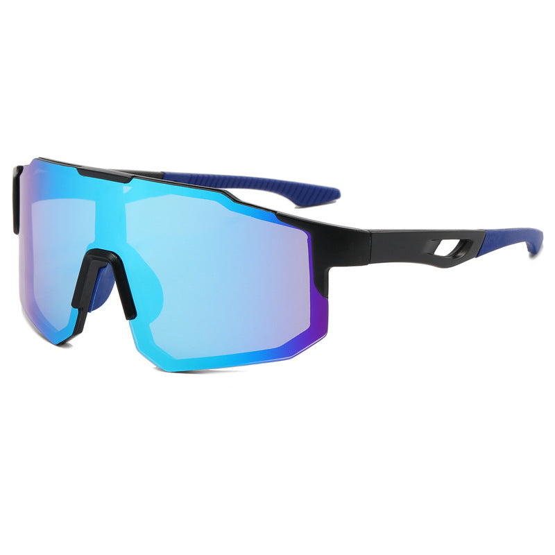 Durable women's athletic sunglasses, black frame, with interchangeable polarized lenses for outdoor sports.