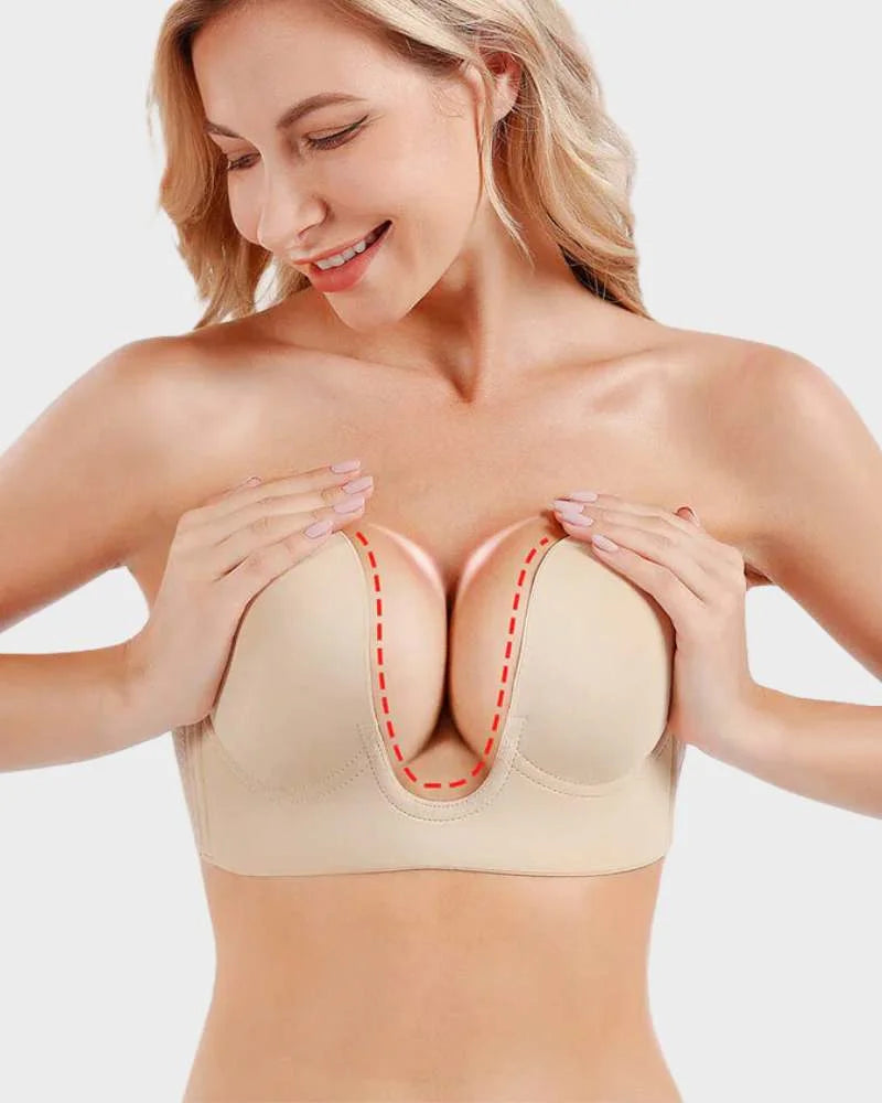 Supportive strapless backless push-up bra, women's self-adhesive lingerie, ideal for low-cut tops.