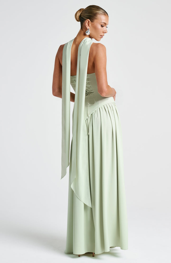 Comfortable & stylish strapless maxi dress, high slit, asymmetric waist. Perfect for elegant summer events.