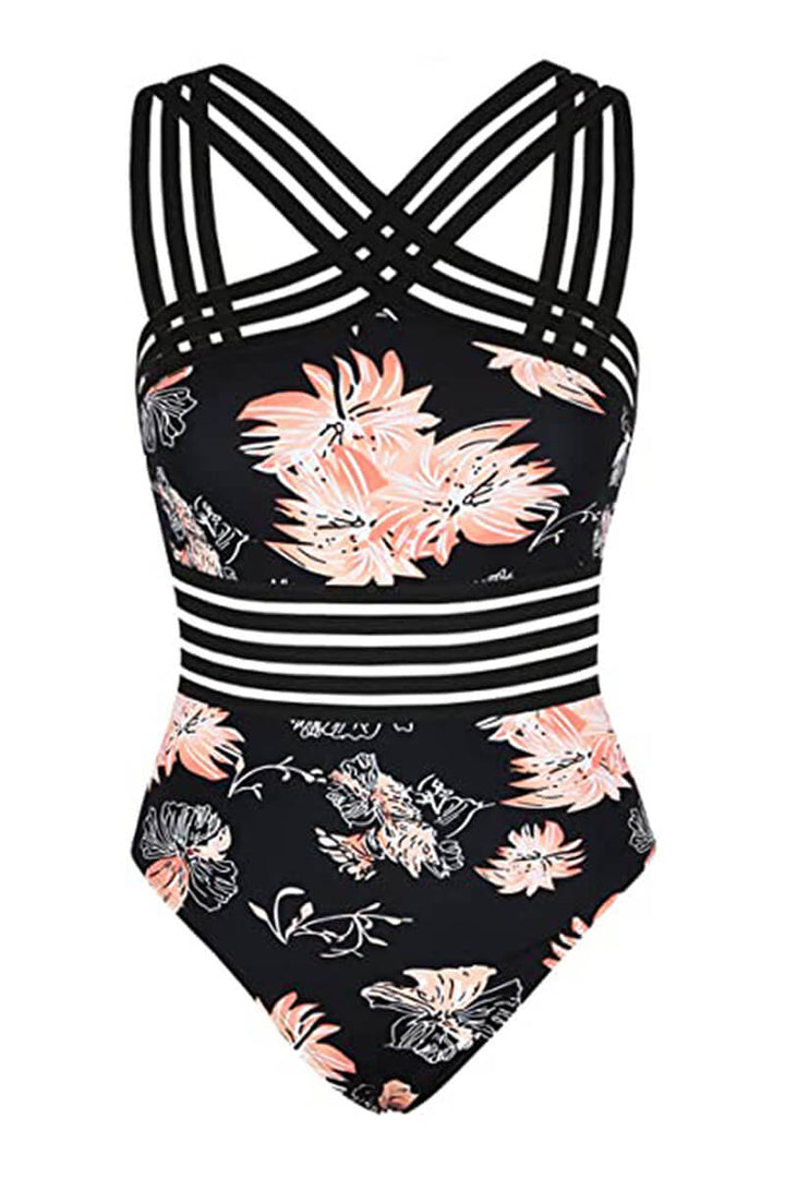 Chic women's crossed monokini, perfect for vacation, poolside, & summer style.