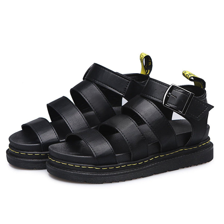 Women's fashionable strappy platform sandals with a comfortable sole and buckle design.