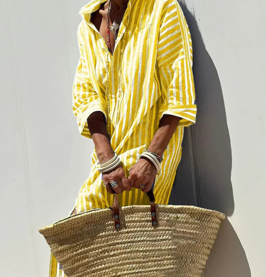 Get the look: Women's striped belted shirt dress for effortless summer style.