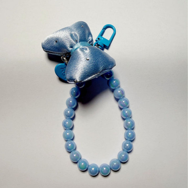 Unique beaded keychain with a beautiful bow, a high-quality women's accessory for keys & bags.