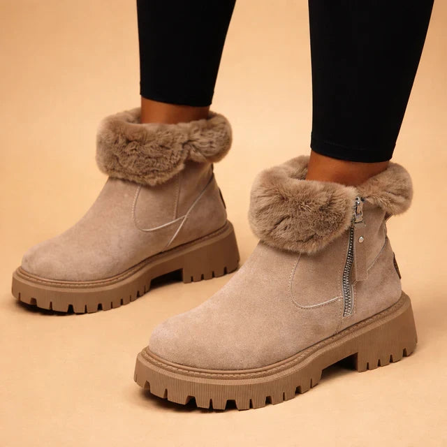 Versatile women's apricot ankle boots with a stylish design, comfortable for all-day wear & grippy sole.