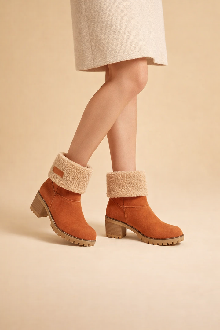 Comfortable women's mid-tube snow boots featuring waterproof design & cozy insulation for ultimate winter warmth.