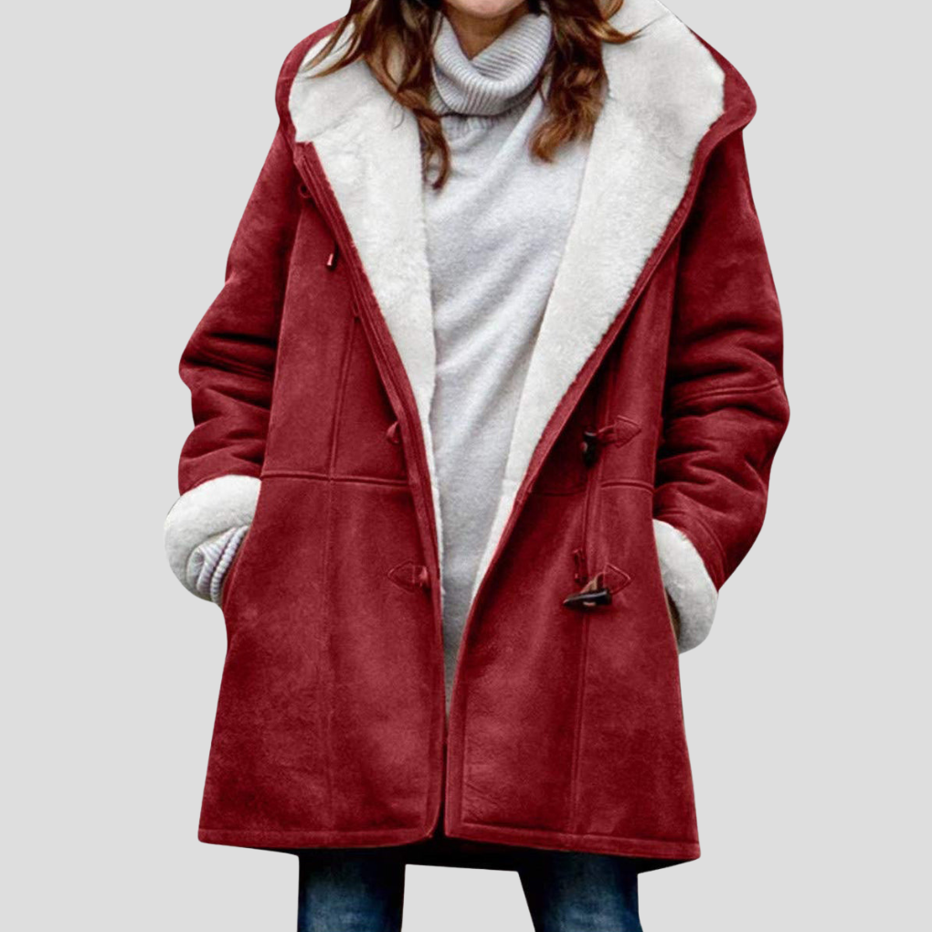 Hip-length brown women's jacket featuring a stylish stand collar, ideal for casual and smart everyday wear.