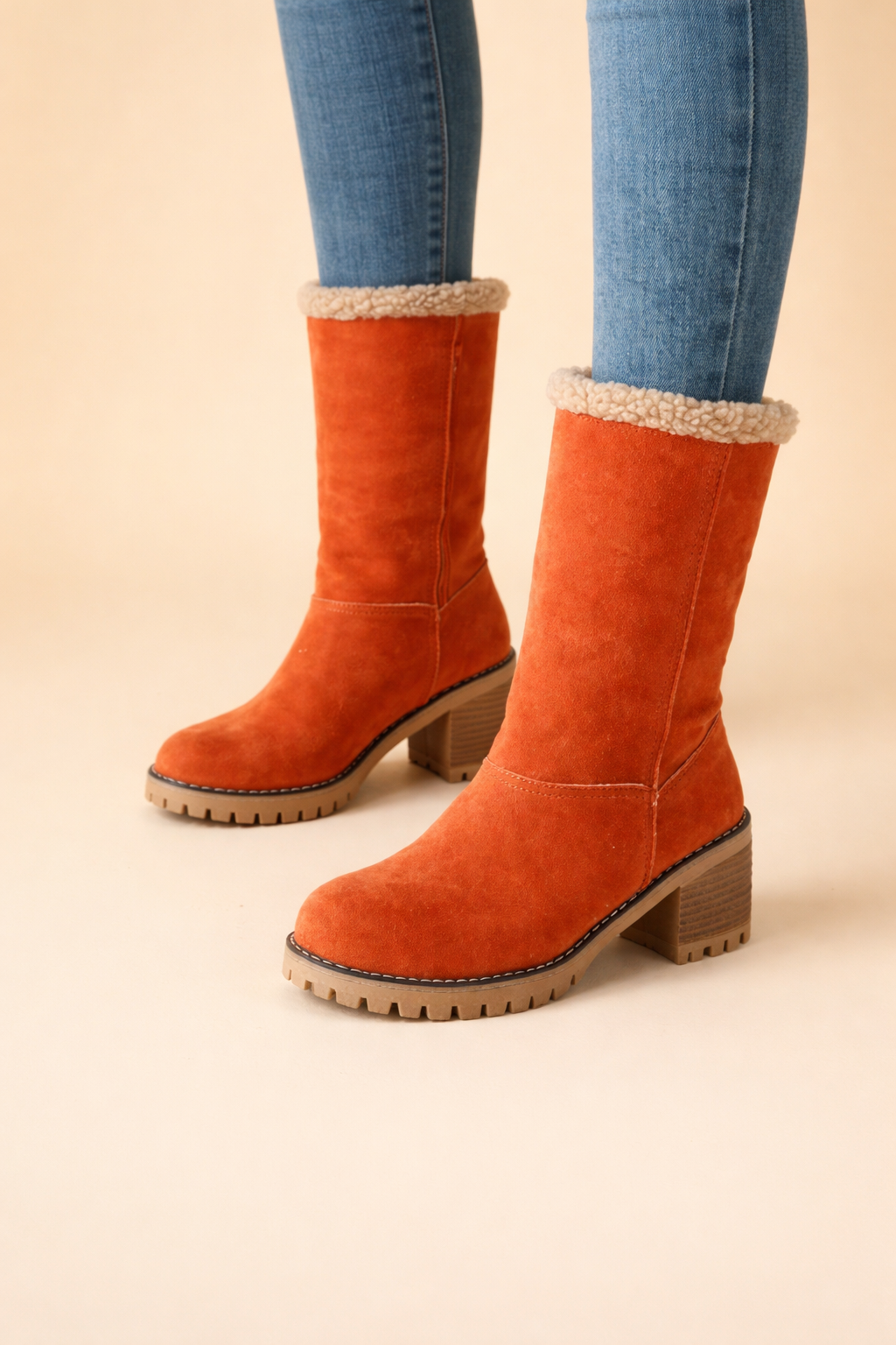 Women's stylish convertible snow boots, mid-calf, warm & comfortable for winter outdoor wear.