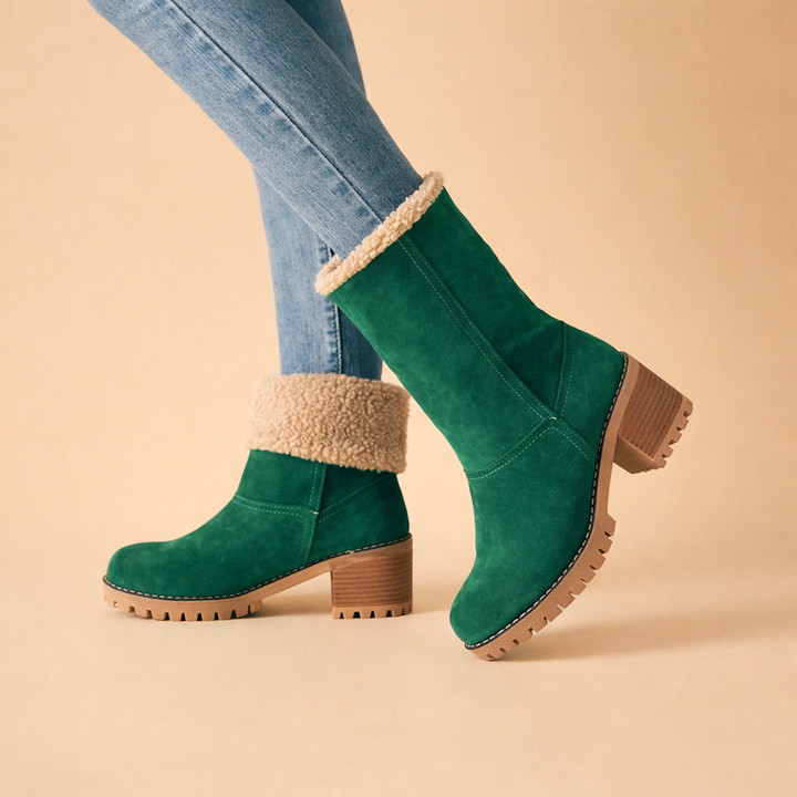 Women's stylish casual winter snow boots, warm & comfortable mid-calf design, ideal for outdoor use.