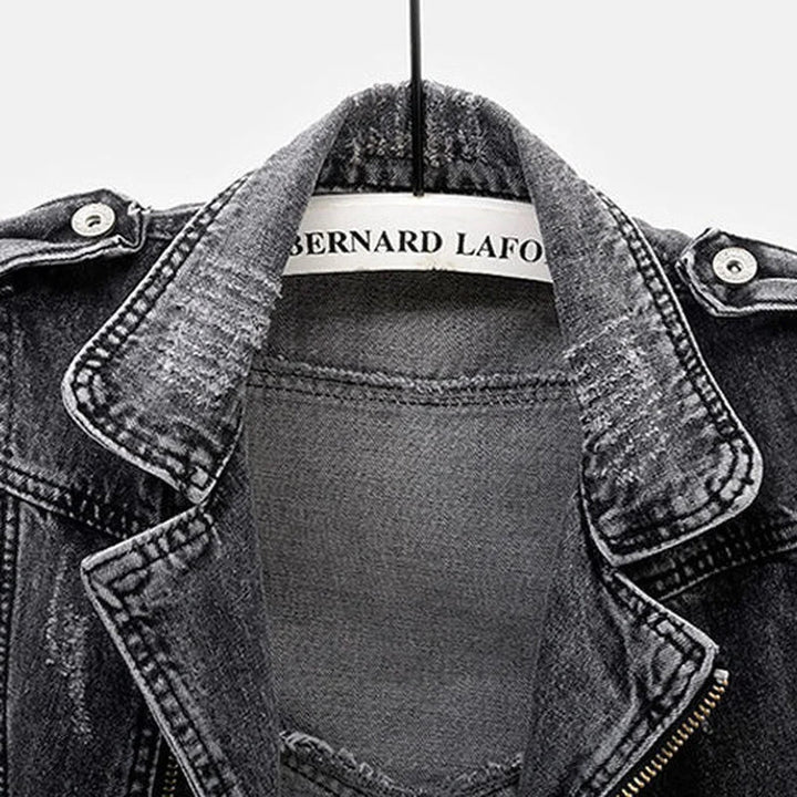 Stylish women's distressed denim vest, a versatile sleeveless piece perfect for casual or layering looks.