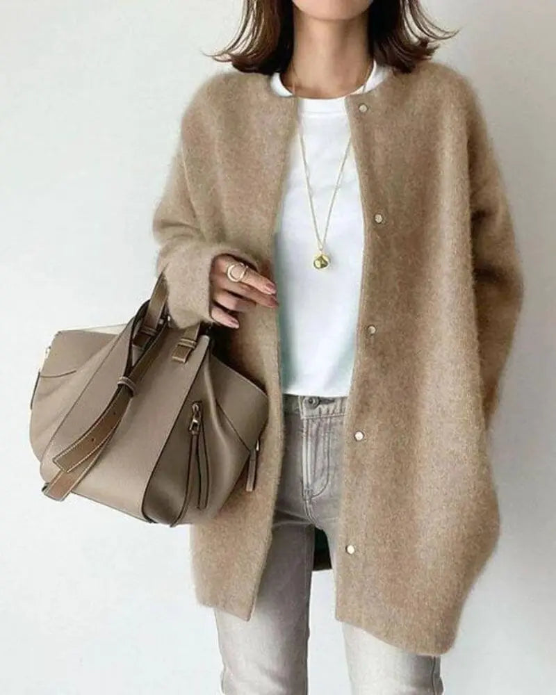 Women's stylish lightweight warm cardigan for everyday layering, casual chic fall & winter fashion.
