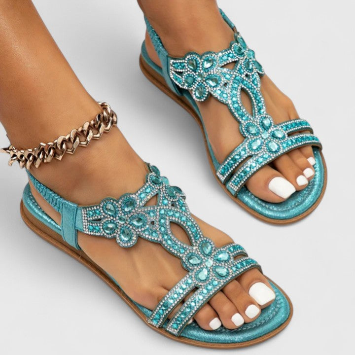 Elegant women's beaded orthopedic sandals, offering stylish support & comfort for casual wear.