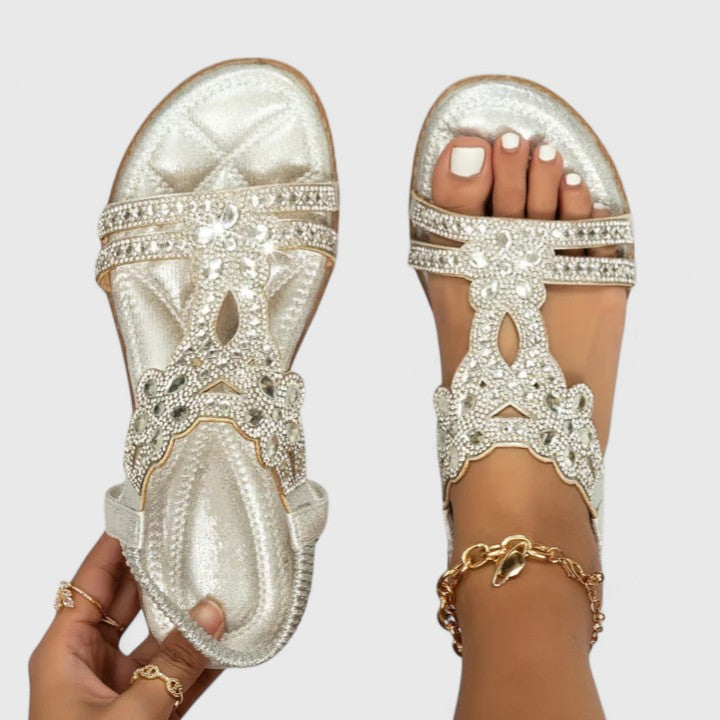 Orthopedic women's beaded sandals with arch support for all-day comfort & style.