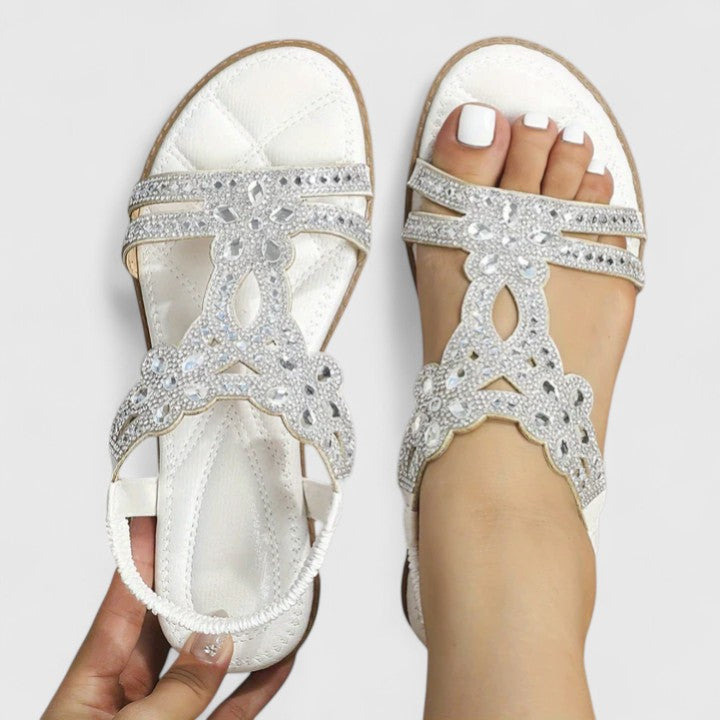 Walk in comfort with these stylish women's orthopedic beaded sandals, ideal for summer support.