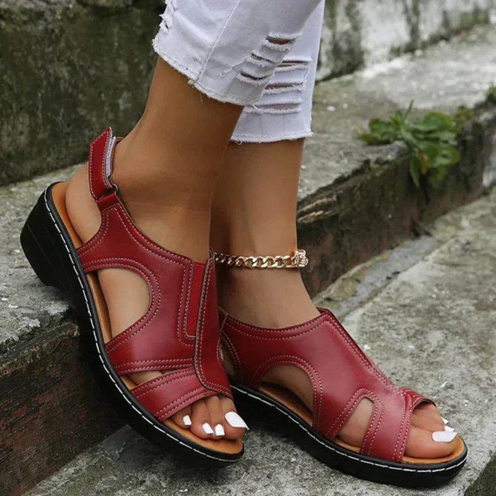 Stylish open-toe wedge sandals for women, ideal summer footwear with comfortable orthopedic arch support.