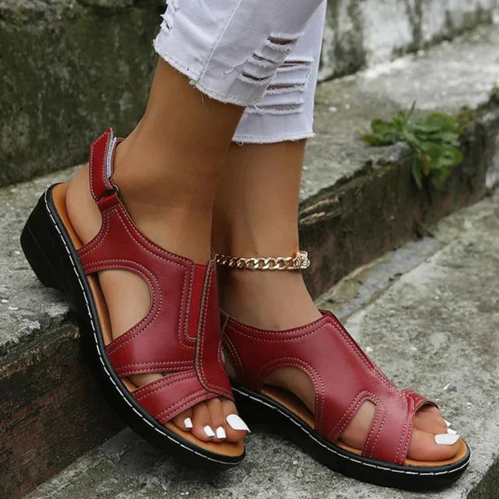 Stylish open-toe wedge sandals for women, ideal summer footwear with comfortable orthopedic arch support.
