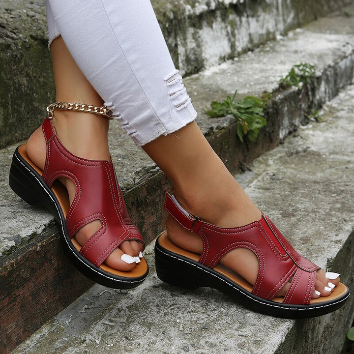 Modern women's wedge sandals, blending stylish design with orthopedic arch support for ultimate comfort.