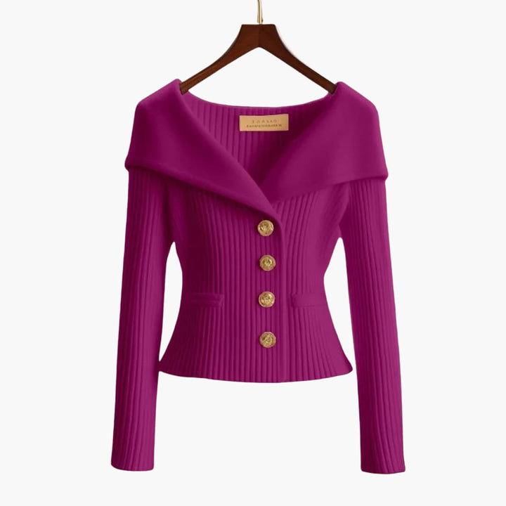 Chic women's button-up ribbed cardigan, a versatile and stylish addition to any wardrobe.