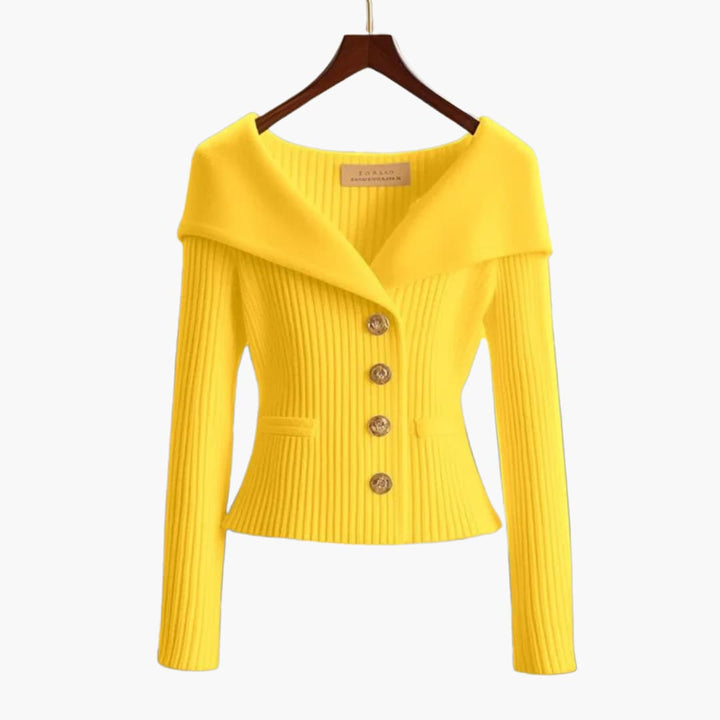 Chic button-up ribbed cardigan for women, ideal for versatile fall & winter fashion.