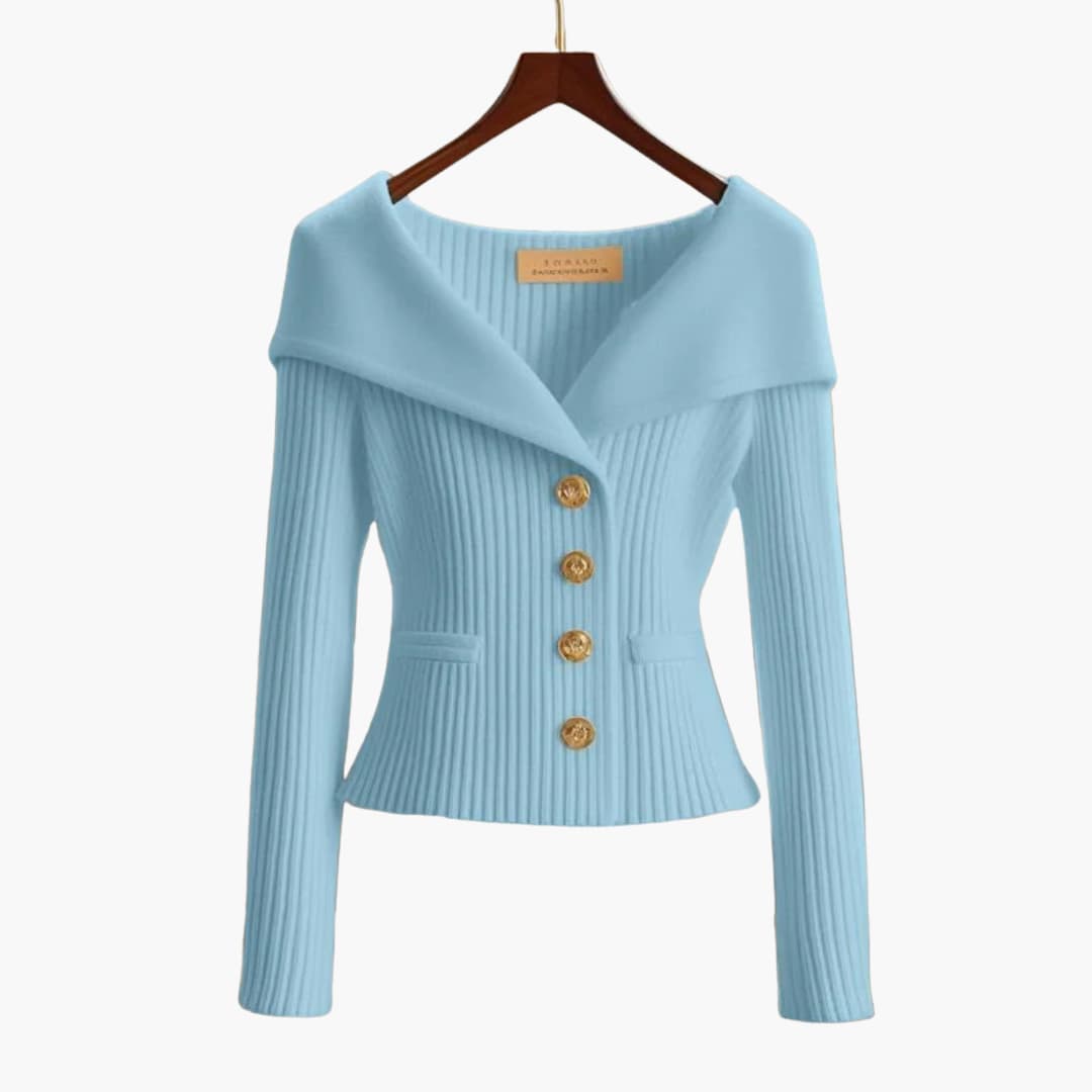 Stylish women's ribbed knit cardigan, offering comfort and elegance for fall fashion.