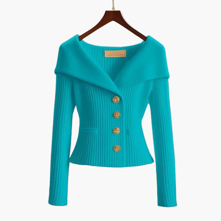 Warm women's ribbed cardigan, a stylish and comfortable knit for winter fashion.