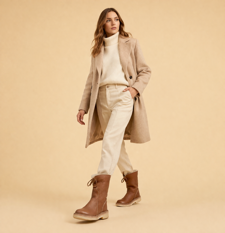 Essential women's warm short snow boots for winter. Stylish, cozy & comfortable flat heel footwear for all snow days.