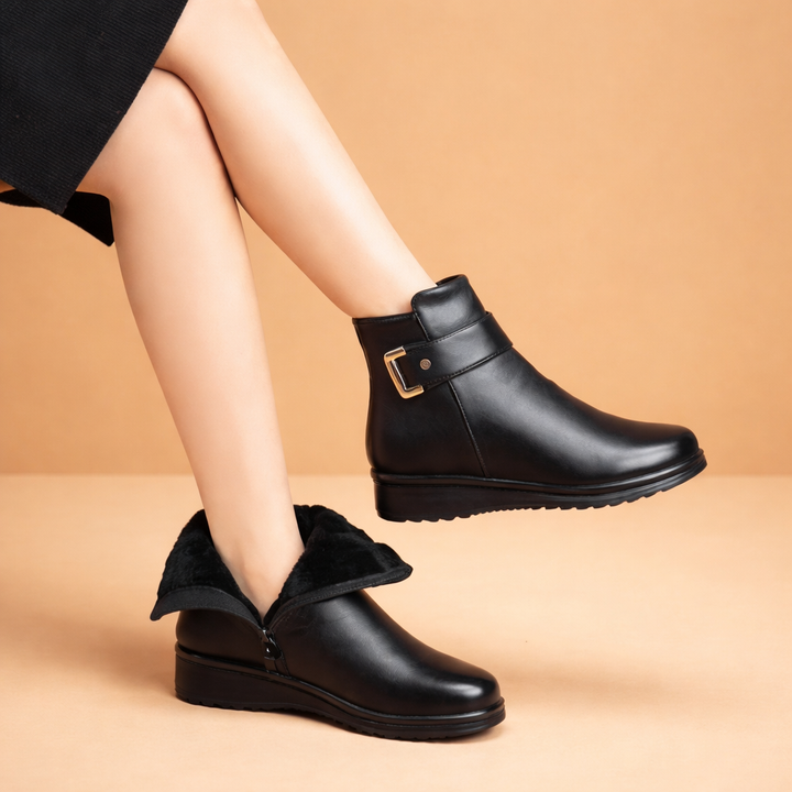 Ladies' warm lined ankle boots for winter, offering a chic and cozy style with excellent comfort.