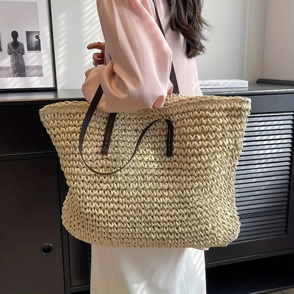 Elegant women's woven handbag. A stylish fashion accessory & versatile daily carry tote.