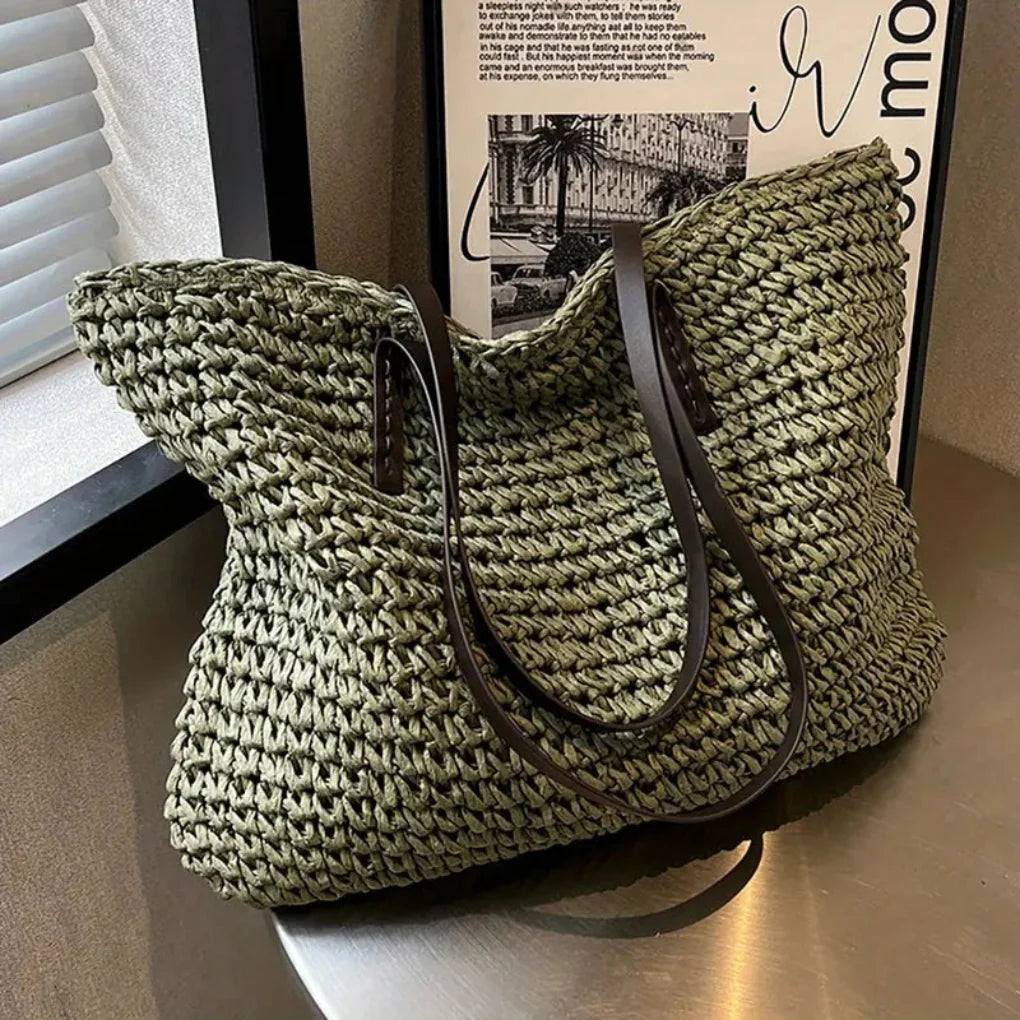 Woven tote bag for women, a stylish handbag & daily carry-all. Perfect fashion accessory.