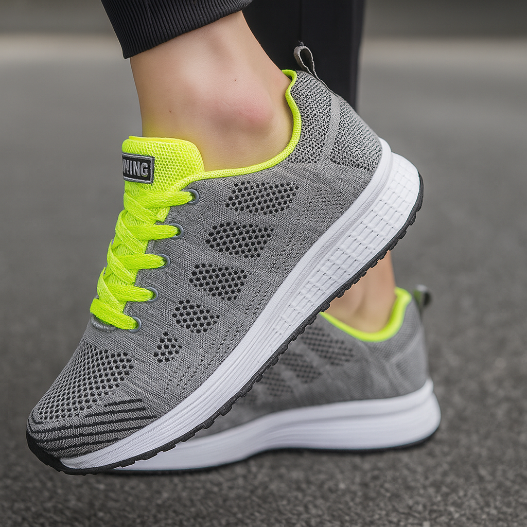 Women's supportive athletic walking shoes with arch support & shock absorption for daily comfort.