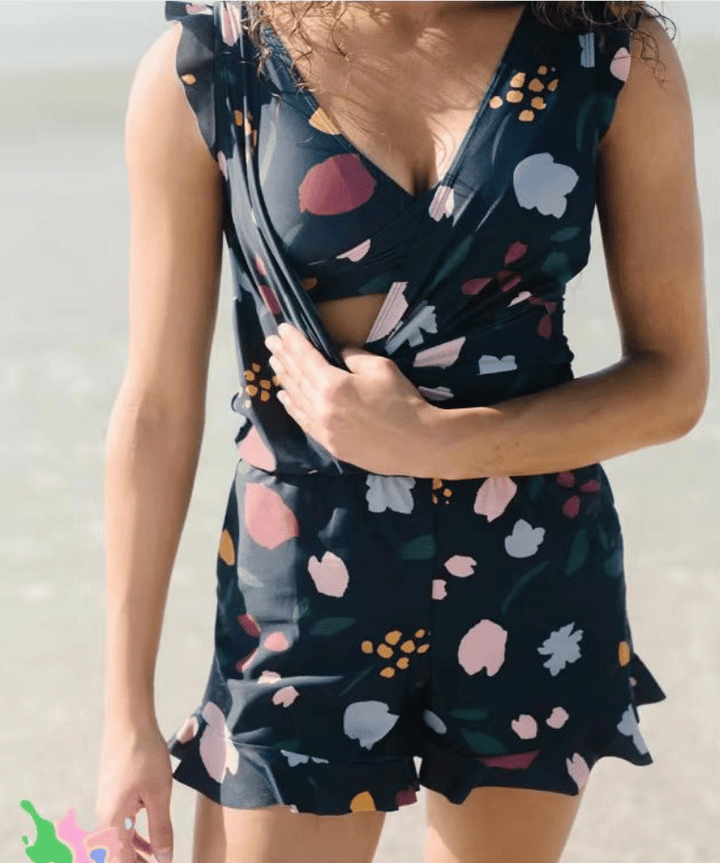 New women's supportive one-piece swimsuit, built-in bra ensures flattering & confident summer style.