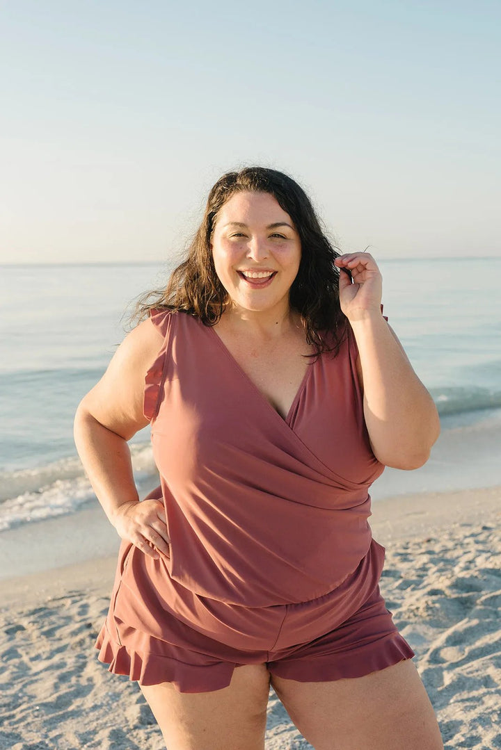 Stylish & supportive women's swimsuit, one-piece with built-in bra for flattering summer fashion.