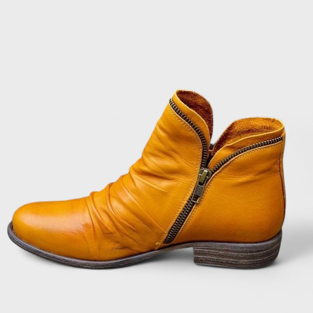 Blue women's ankle boots, supportive orthopedic design for maximum comfort. Stylish, elegant daily footwear.