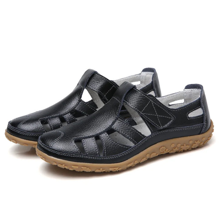 Durable women's orthopedic walking sandals, soft straps, supportive footbed.