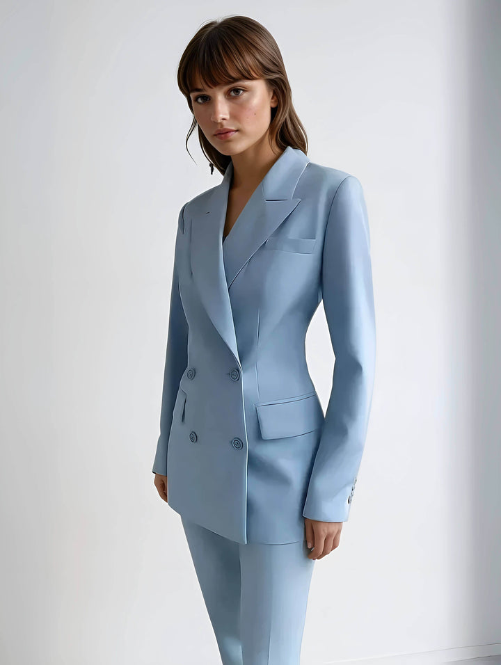 Women's tailored blazer & trousers set. Elegant professional wear for work, business, or formal events.