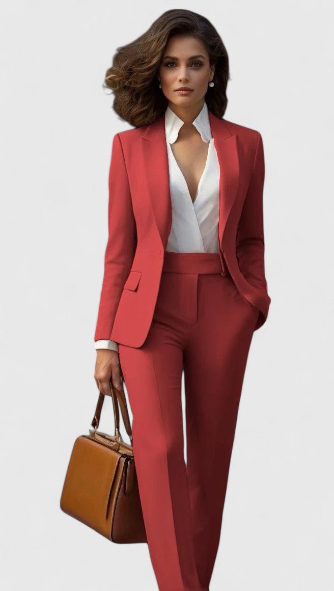 Women's tailored business suit set: professional blazer and trousers. Perfect for office & formal wear.