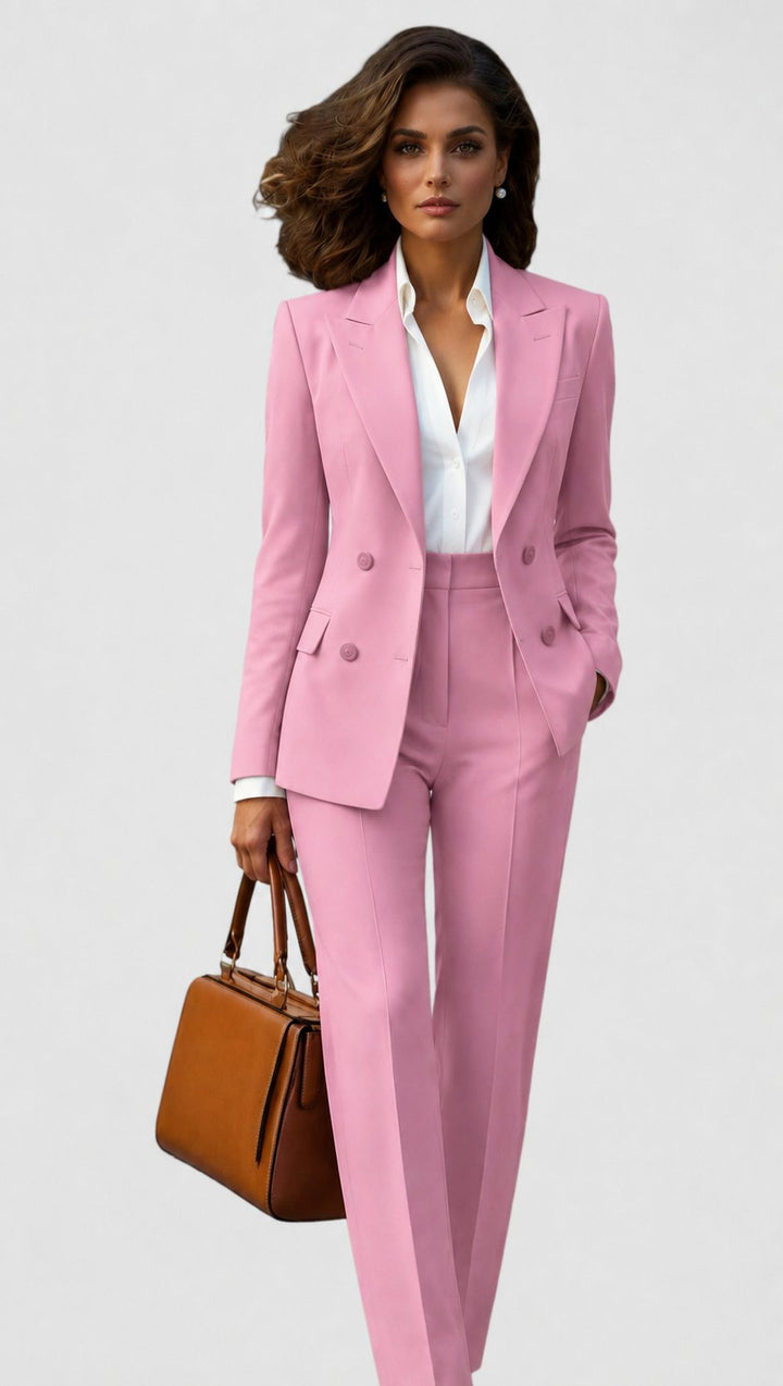 Sophisticated women's formal wear suit. Tailored blazer & trousers perfect for professional events.