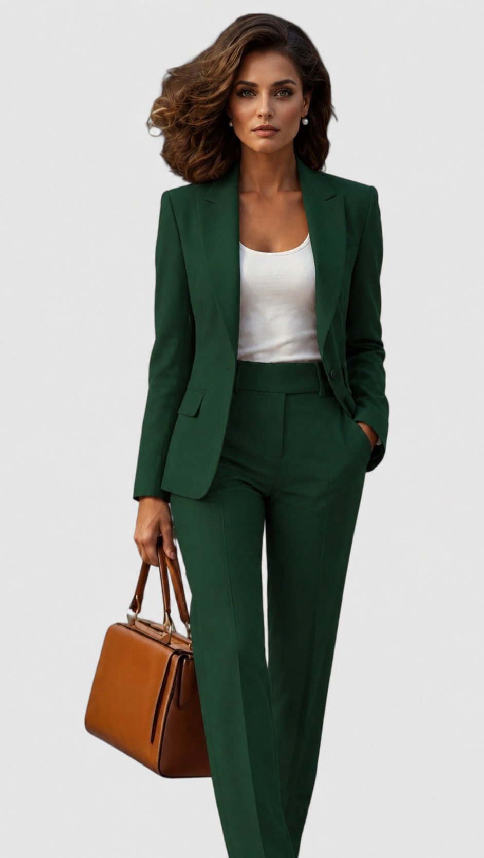 Women's professional business suit. Elegant tailored blazer and trousers for a sleek, modern work look.